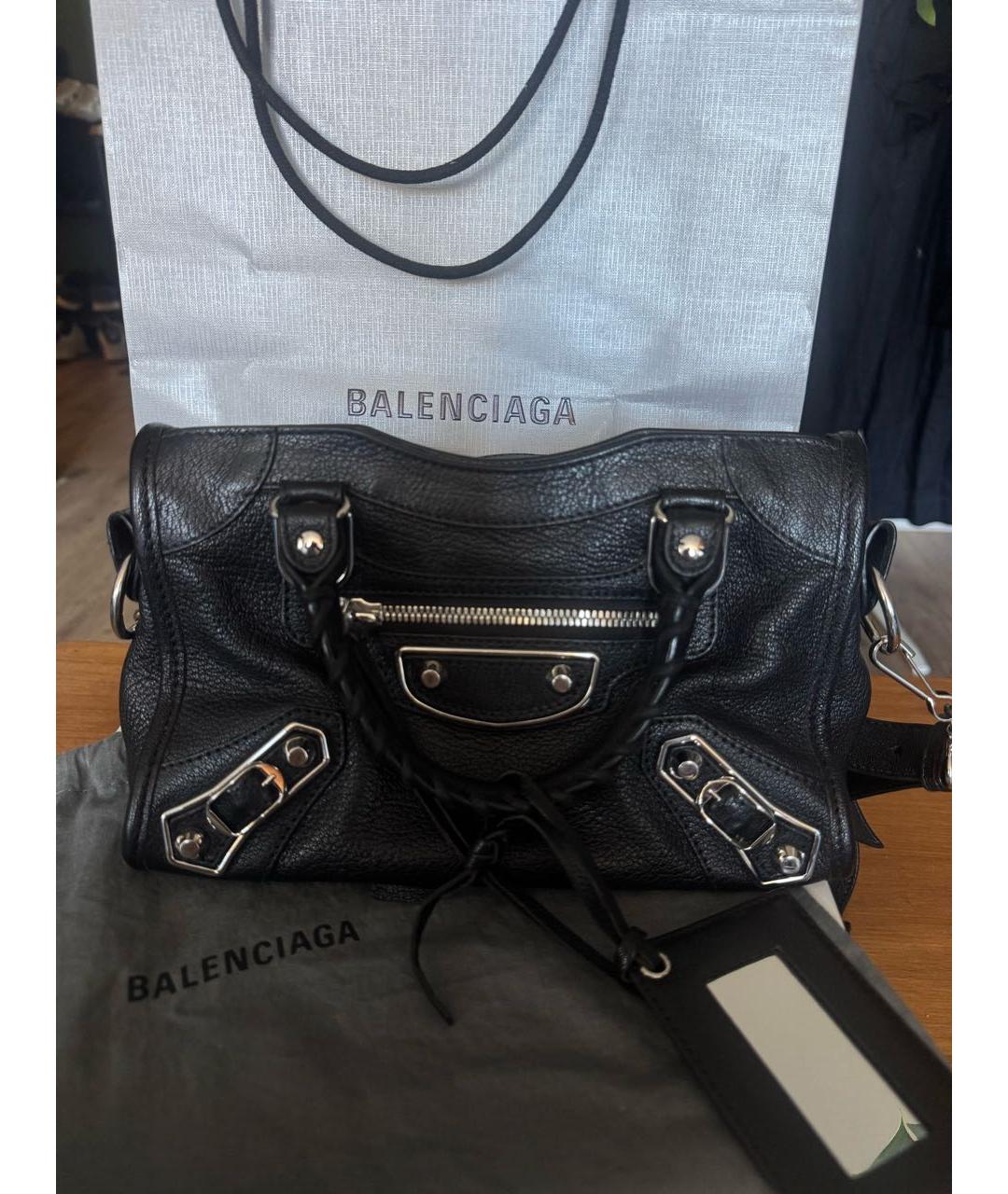 BALENCIAGA Черная кожаная сумка через плечо, фото 2