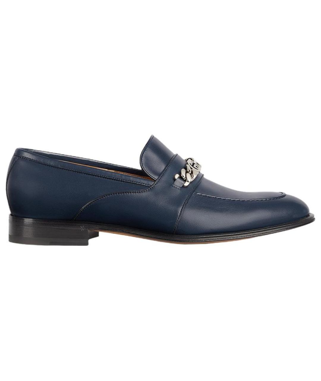 GUCCI Темно-синие кожаные лоферы, фото 1