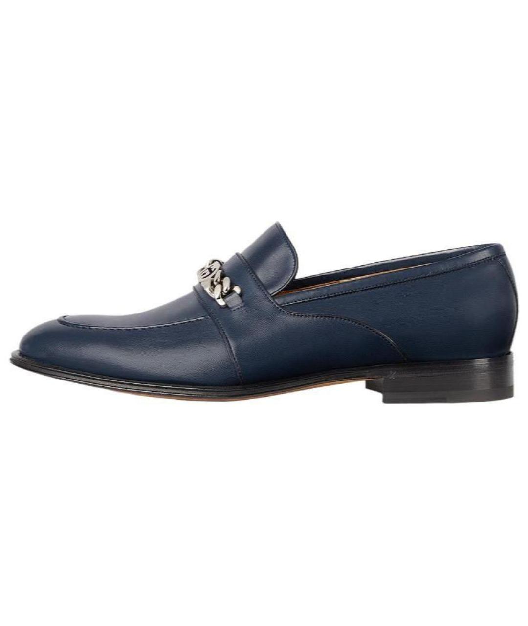 GUCCI Темно-синие кожаные лоферы, фото 2