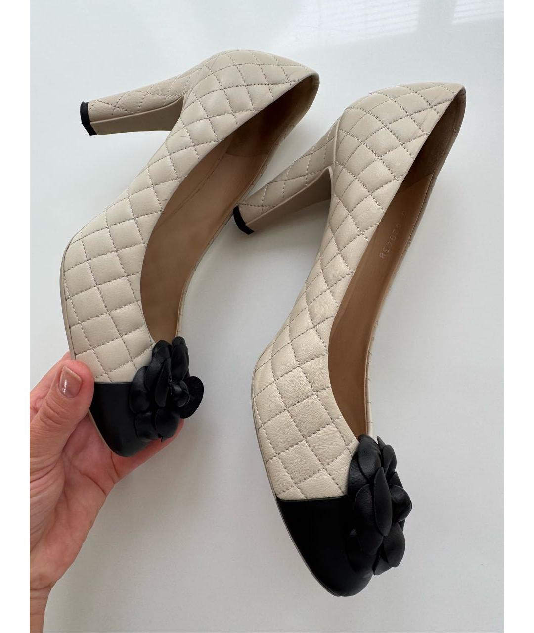 CHANEL Бежевые кожаные туфли, фото 6