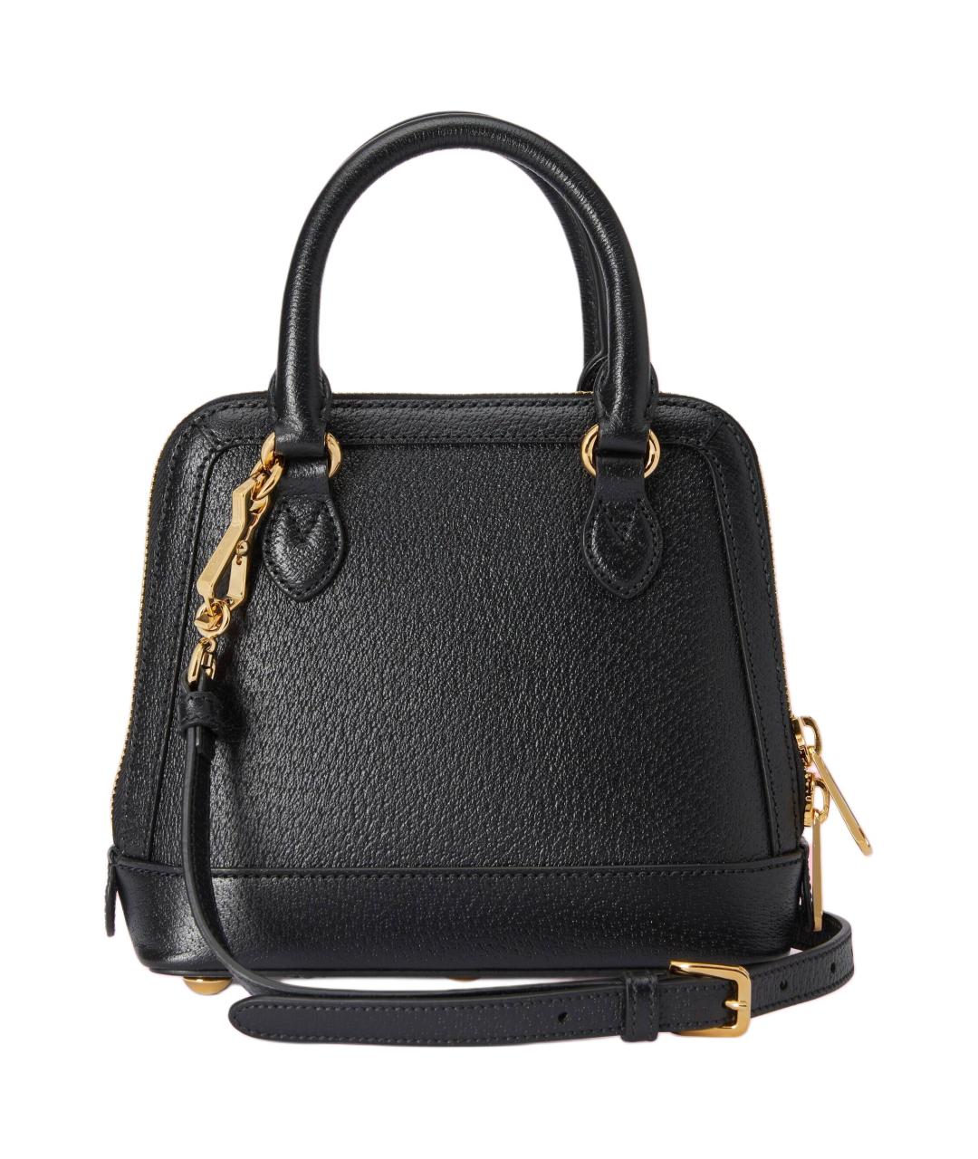 GUCCI Черная кожаная сумка с короткими ручками, фото 5