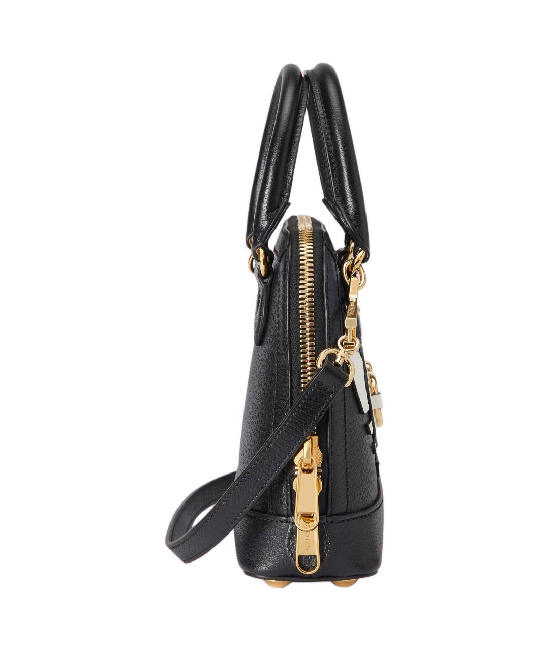 GUCCI Черная кожаная сумка с короткими ручками, фото 4