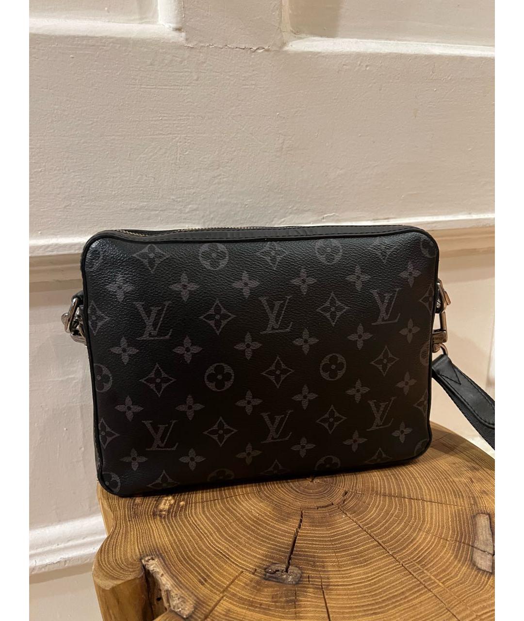 LOUIS VUITTON Черная кожаная сумка на плечо, фото 6