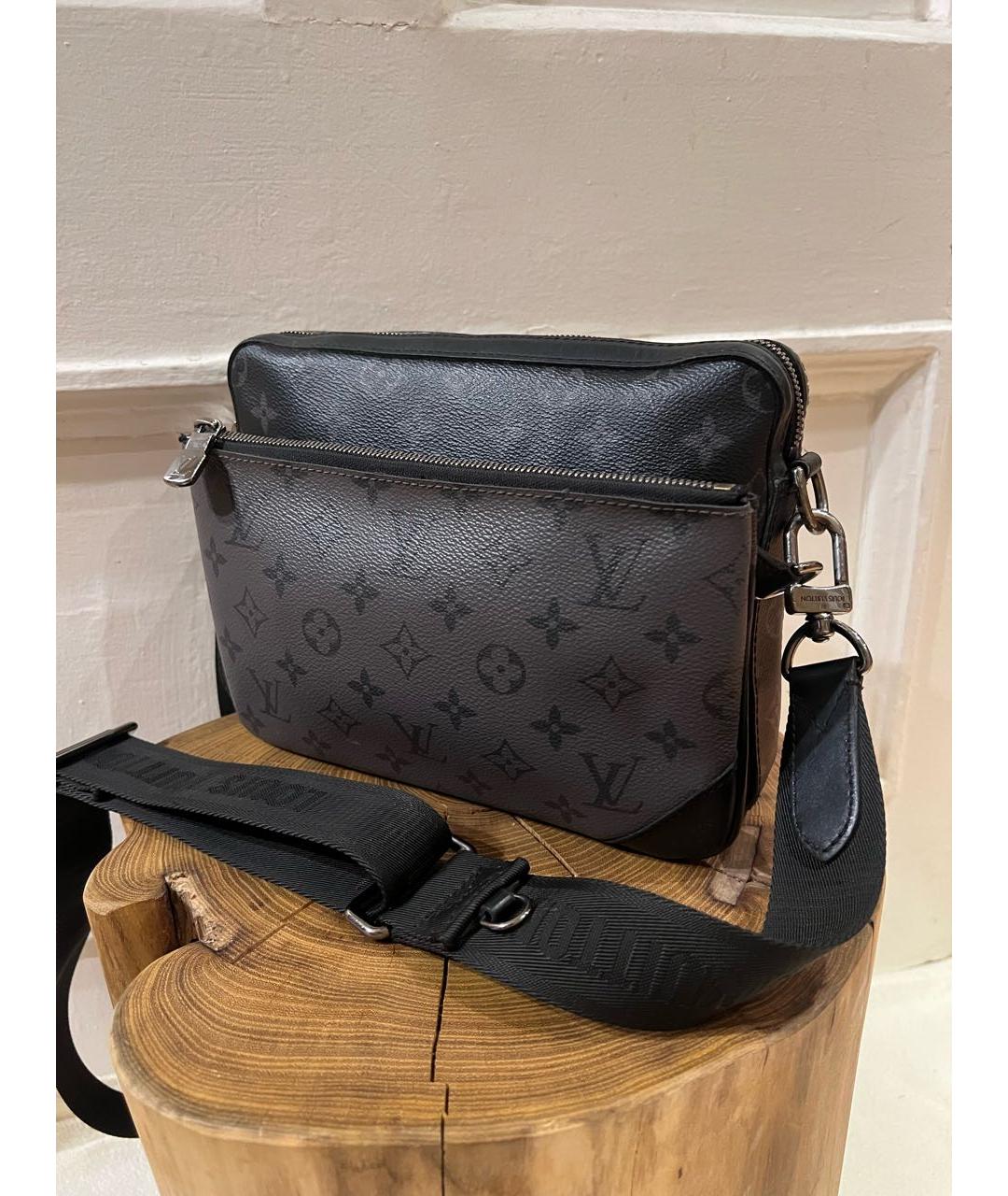 LOUIS VUITTON Черная кожаная сумка на плечо, фото 2