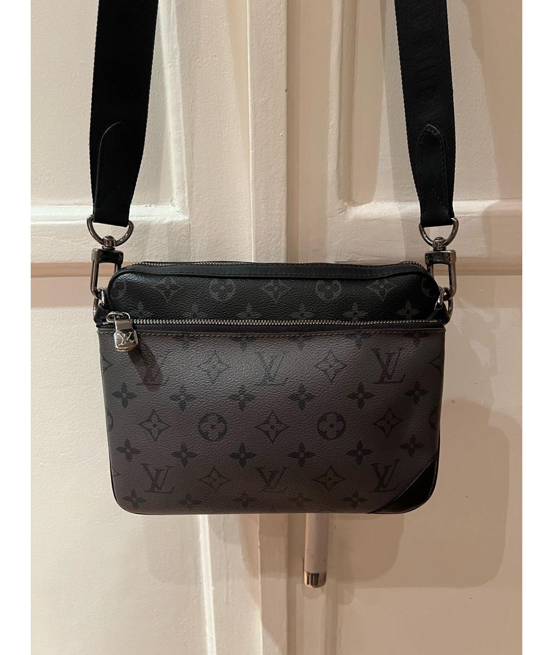LOUIS VUITTON Черная кожаная сумка на плечо, фото 3