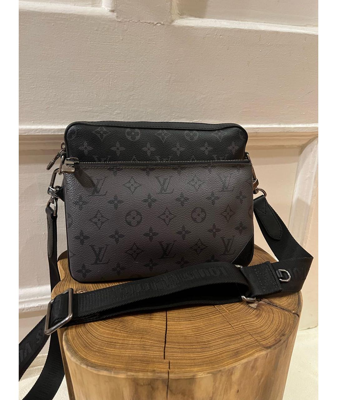 LOUIS VUITTON Черная кожаная сумка на плечо, фото 8