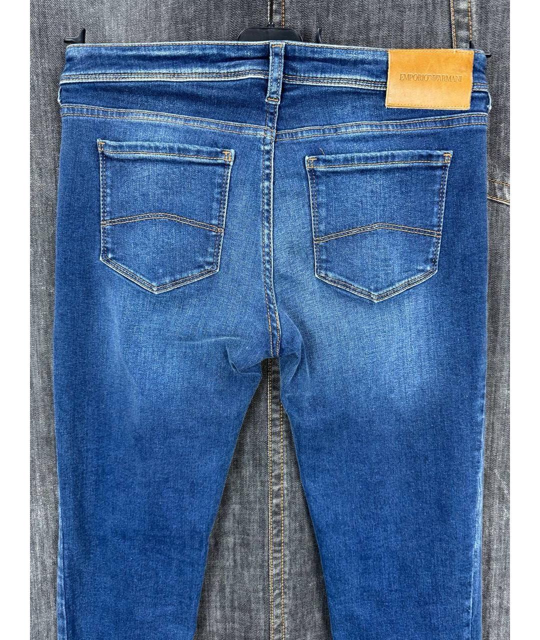 EMPORIO ARMANI Синие хлопко-эластановые джинсы слим, фото 6