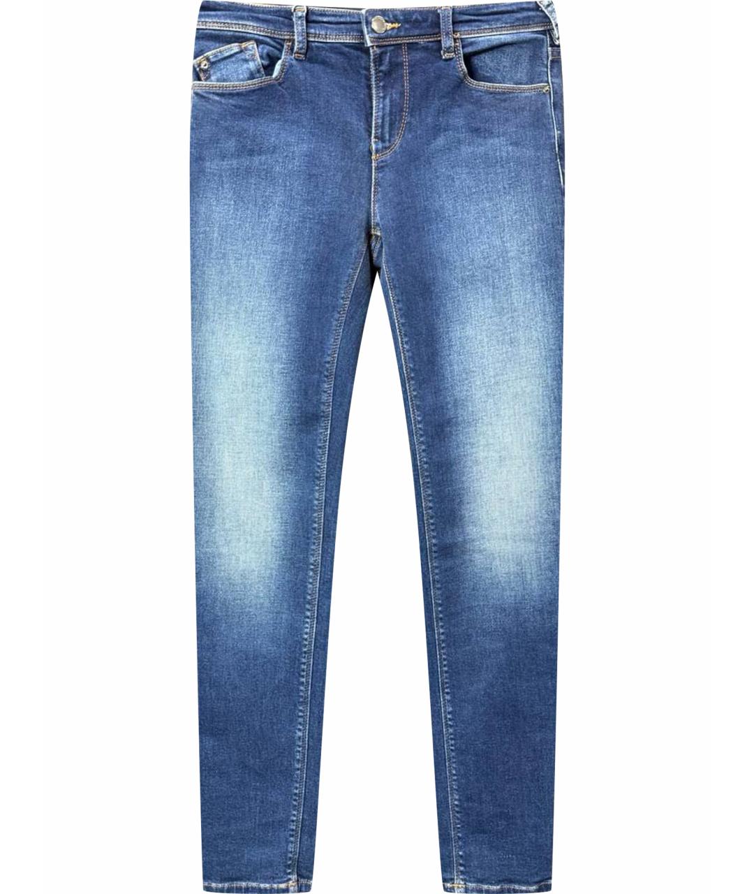 EMPORIO ARMANI Синие хлопко-эластановые джинсы слим, фото 1