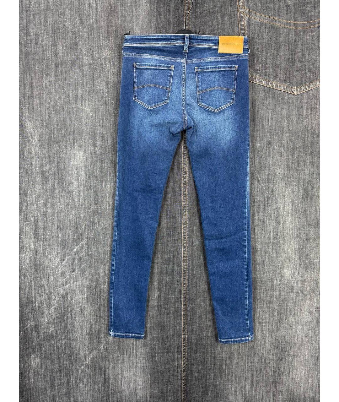 EMPORIO ARMANI Синие хлопко-эластановые джинсы слим, фото 5