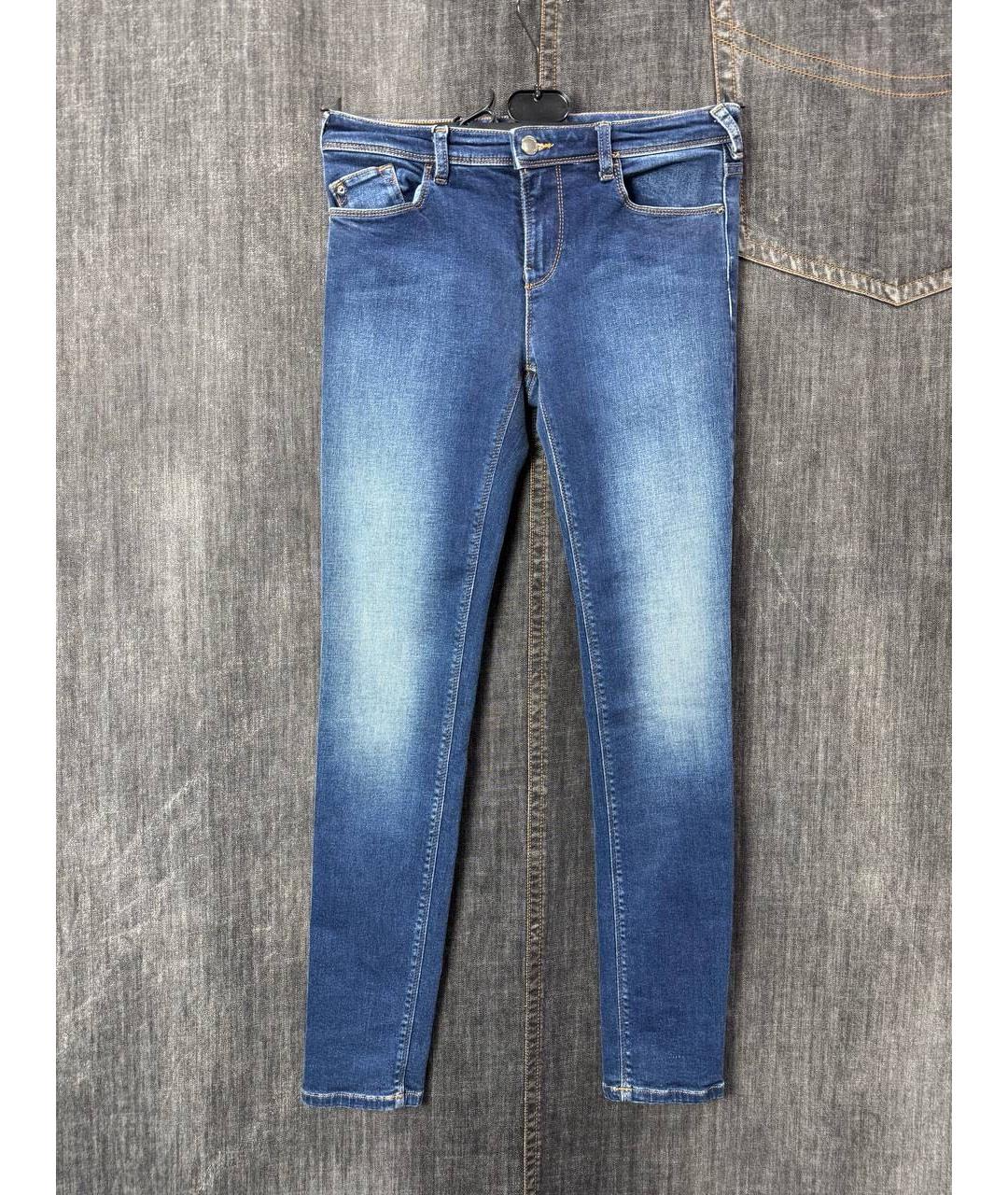 EMPORIO ARMANI Синие хлопко-эластановые джинсы слим, фото 9