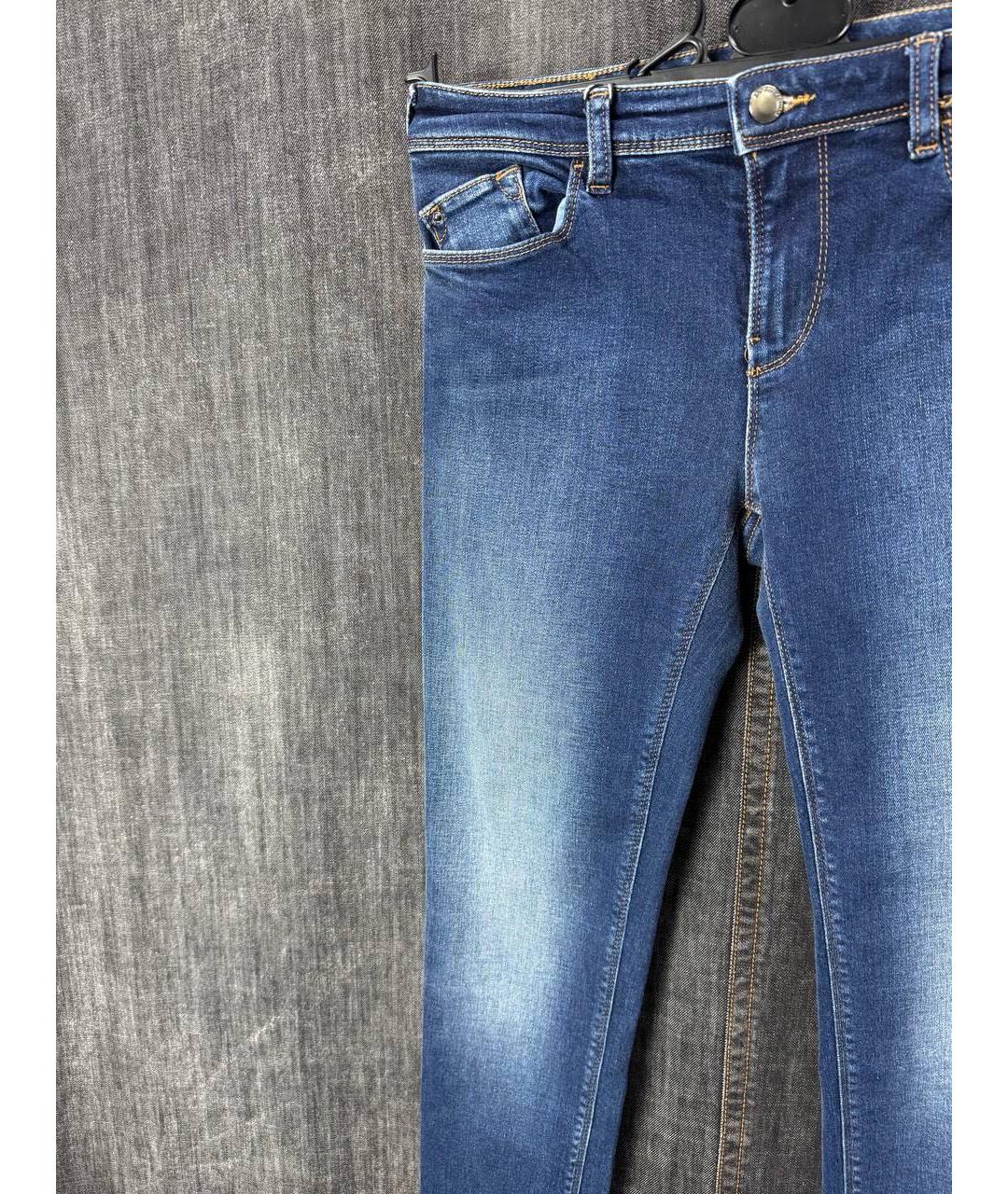 EMPORIO ARMANI Синие хлопко-эластановые джинсы слим, фото 4