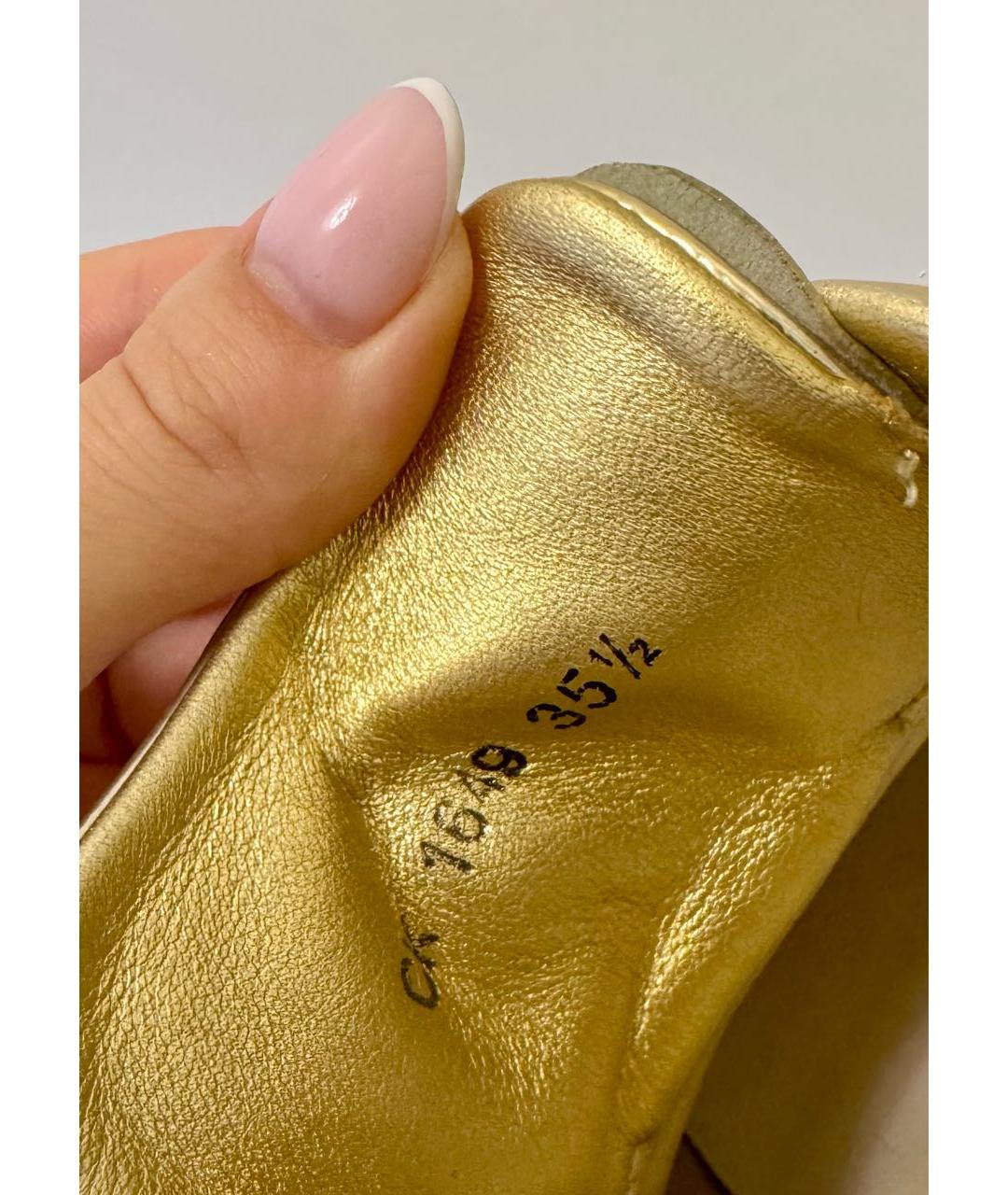 DOLCE&GABBANA Золотые кожаные кроссовки, фото 5