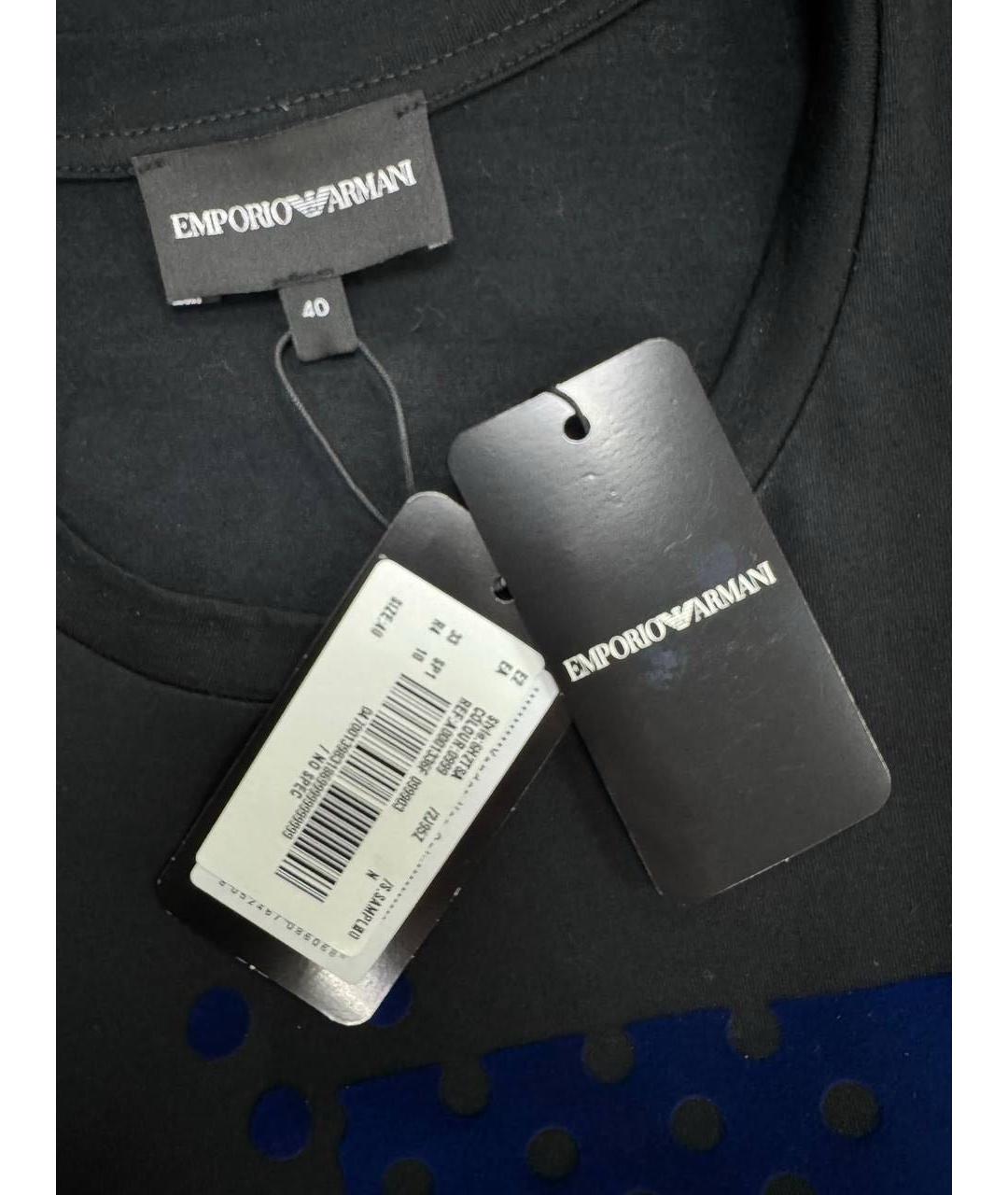 EMPORIO ARMANI Антрацитовая хлопковая футболка, фото 6