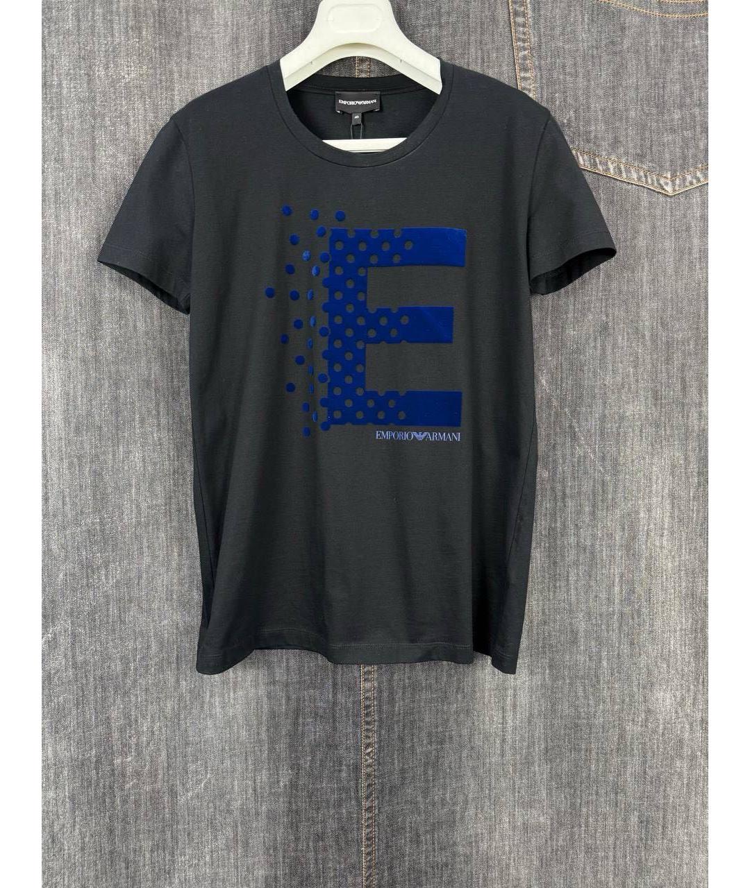 EMPORIO ARMANI Антрацитовая хлопковая футболка, фото 9