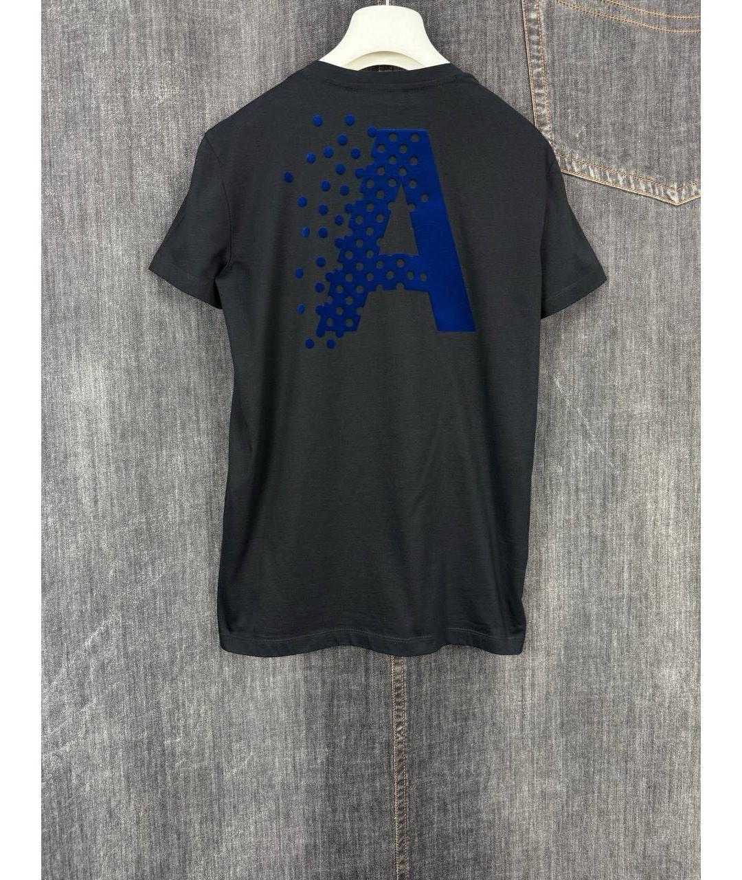 EMPORIO ARMANI Антрацитовая хлопковая футболка, фото 4