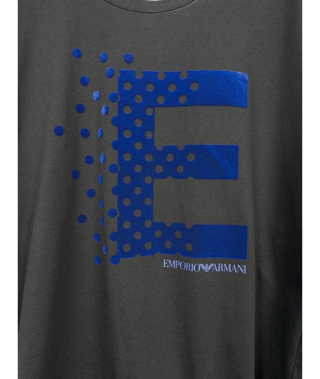 EMPORIO ARMANI Антрацитовая хлопковая футболка, фото 3