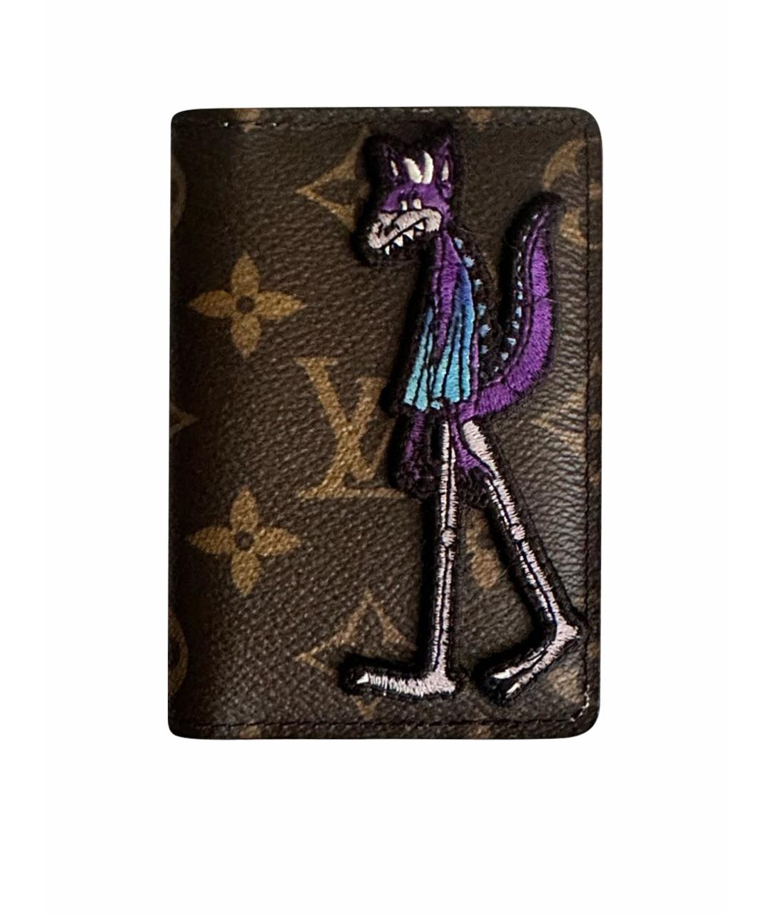 LOUIS VUITTON Коричневый кожаный кардхолдер, фото 1