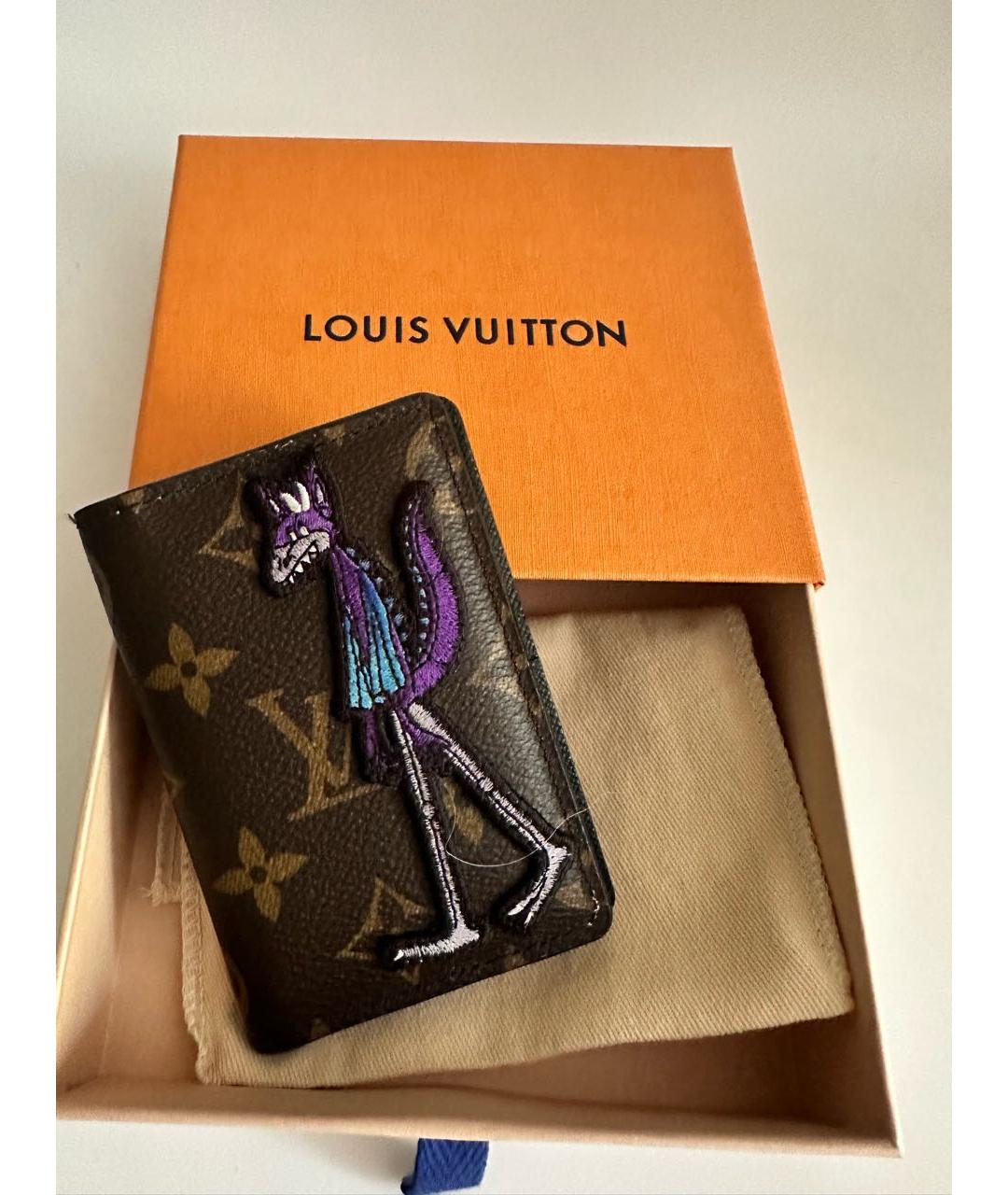 LOUIS VUITTON Коричневый кожаный кардхолдер, фото 5