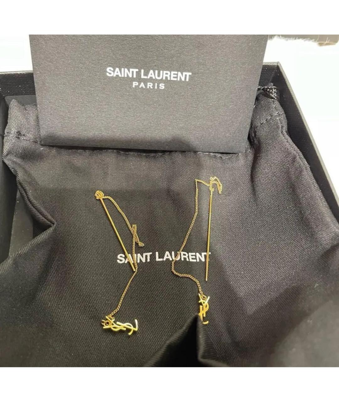 SAINT LAURENT Золотые металлические серьги, фото 8