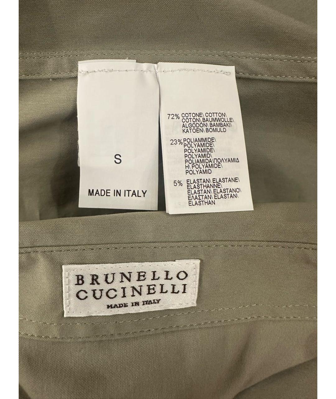 BRUNELLO CUCINELLI Хаки хлопковая рубашка, фото 4