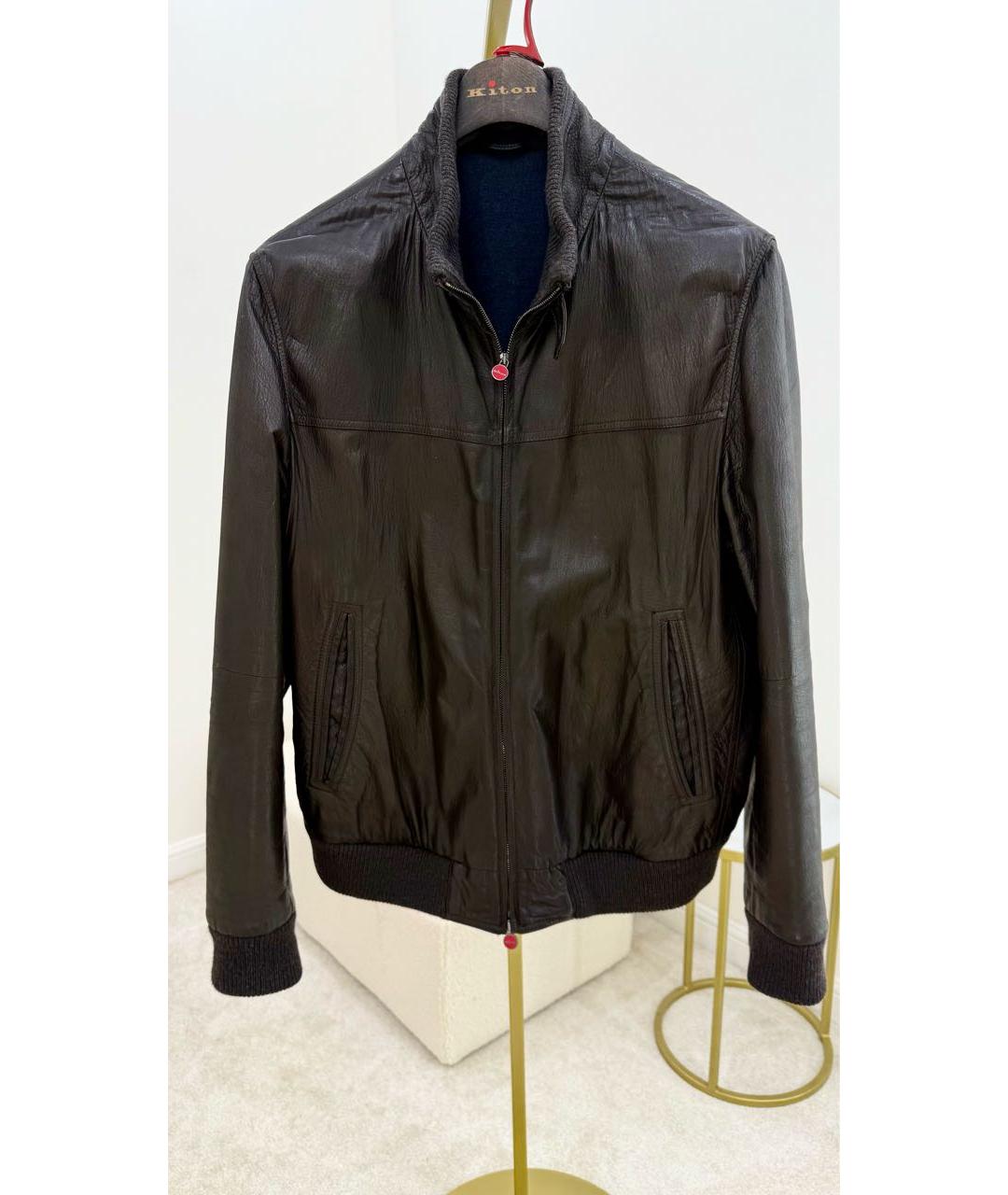 KITON Черная кожаная куртка, фото 7