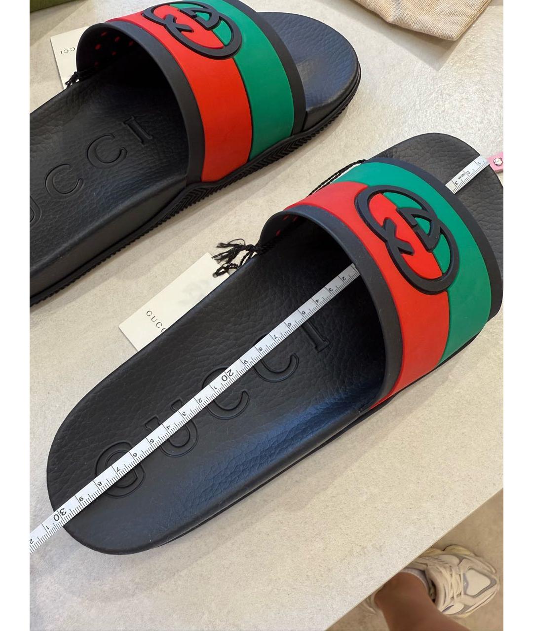 GUCCI Черные резиновые шлепанцы, фото 6