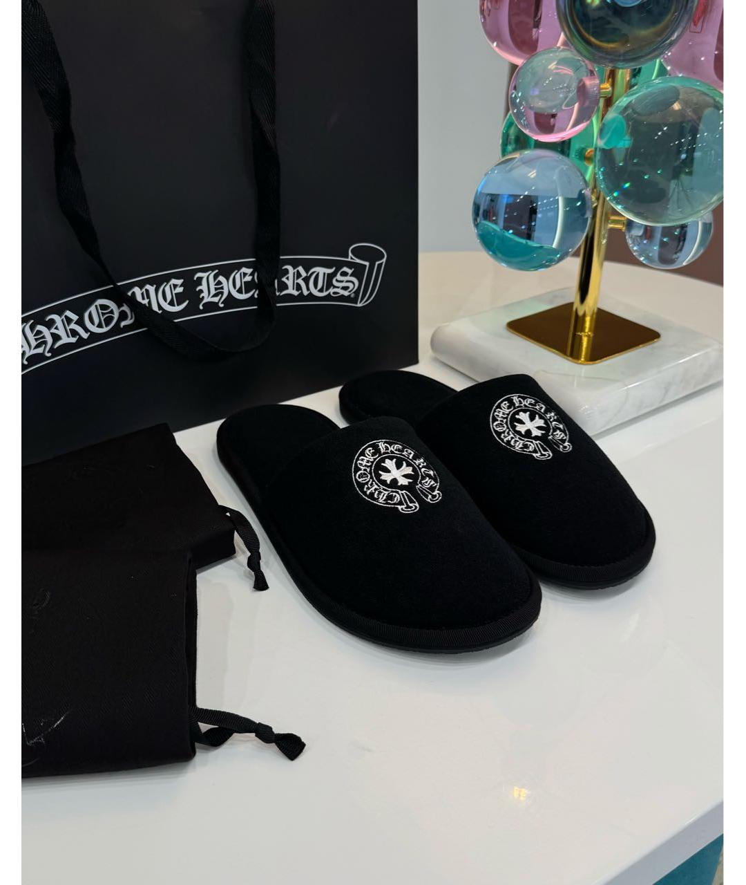 CHROME HEARTS Черные шлепанцы, фото 6