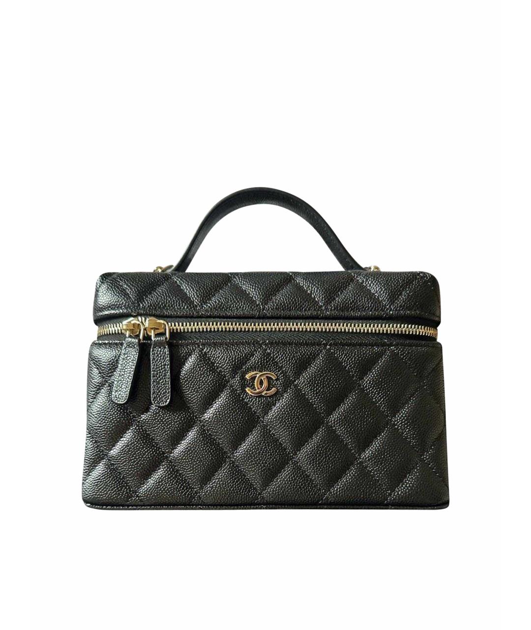 CHANEL Черная кожаная сумка с короткими ручками, фото 1