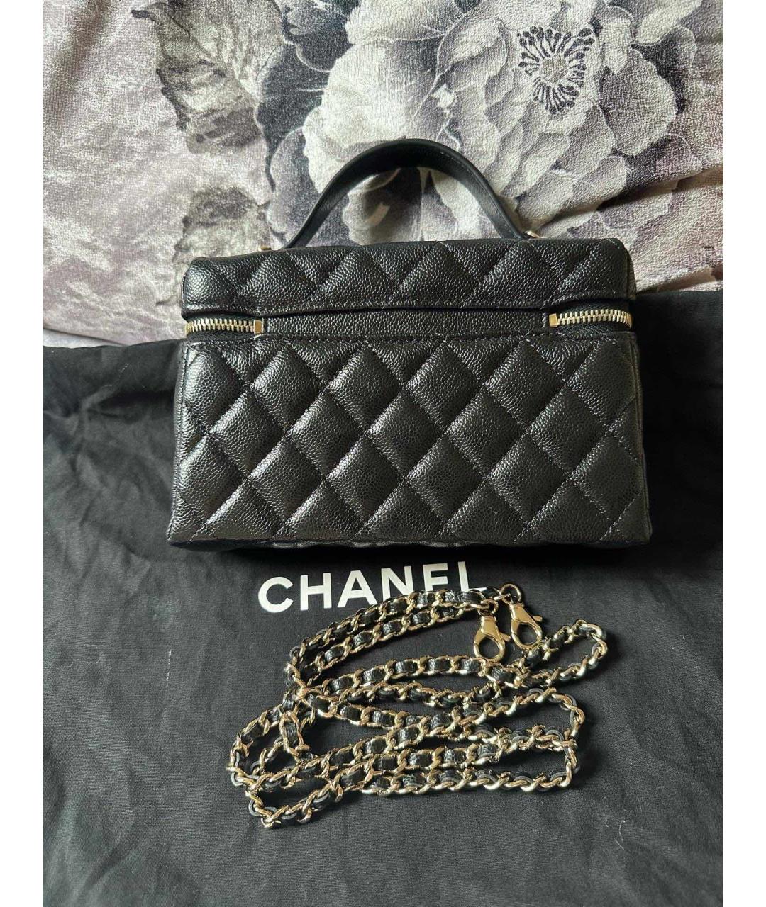 CHANEL Черная кожаная сумка с короткими ручками, фото 2