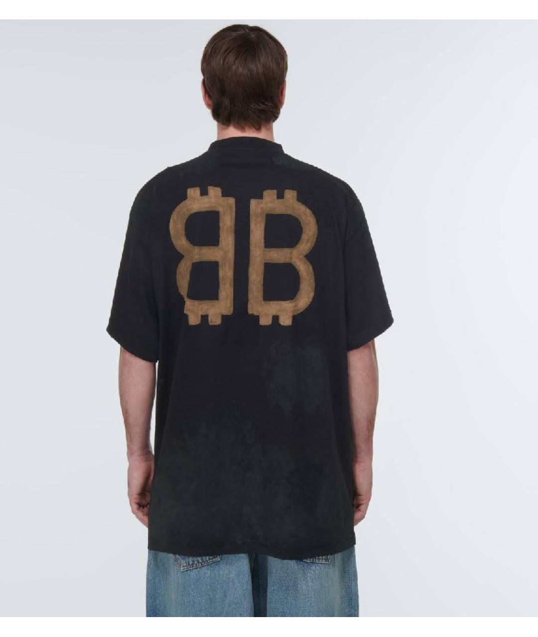 BALENCIAGA Черная хлопковая футболка, фото 4