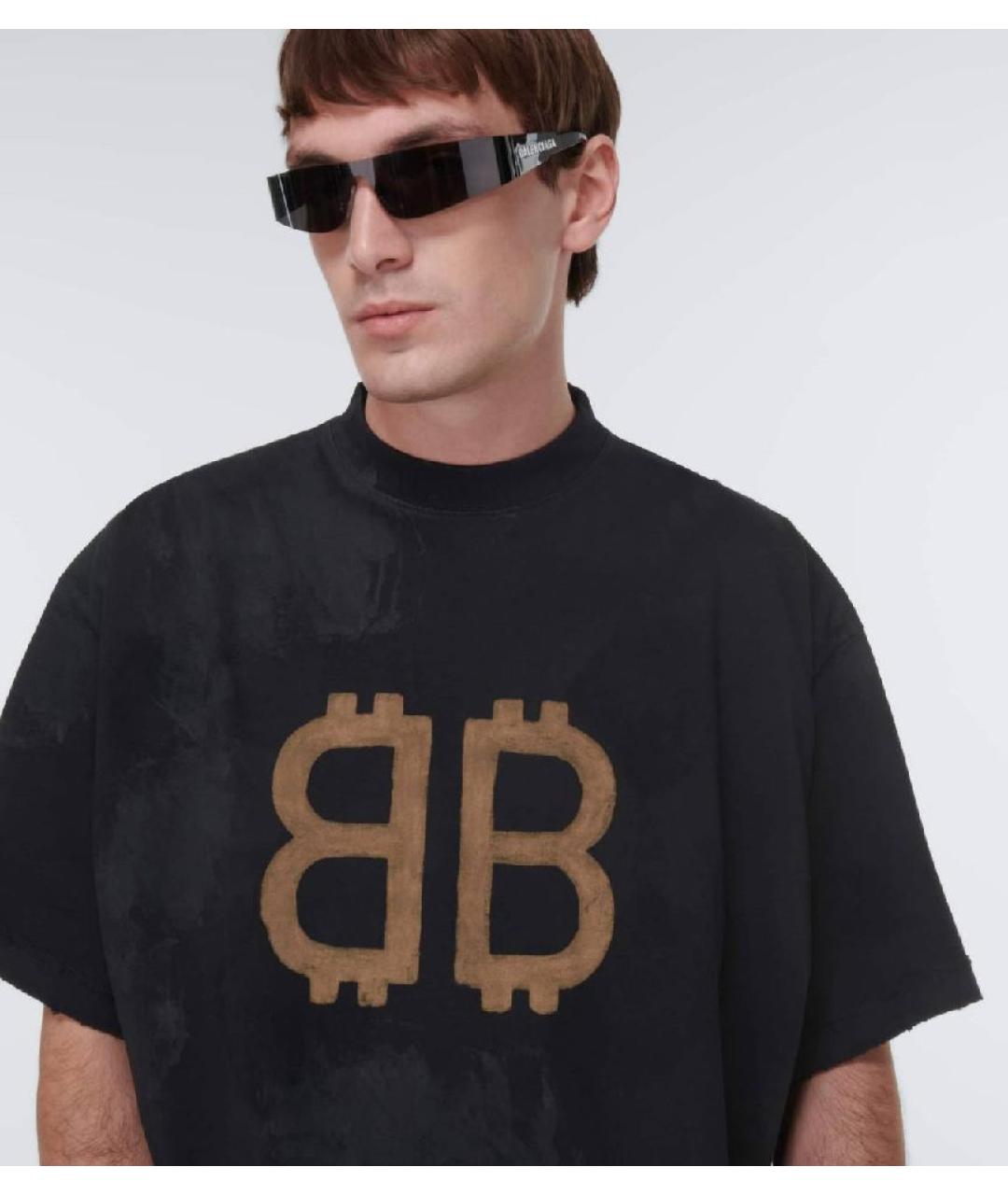 BALENCIAGA Черная хлопковая футболка, фото 2