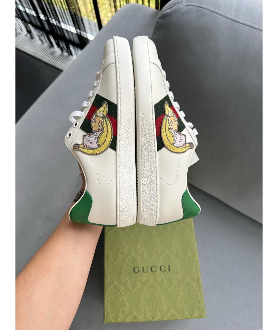 GUCCI Белые кожаные кеды, фото 5