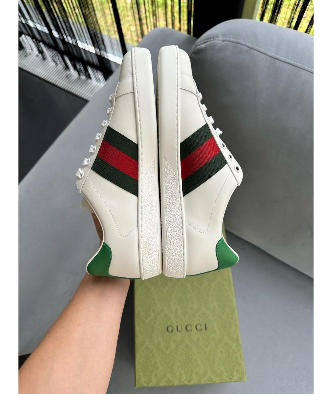 GUCCI Белые кожаные кеды, фото 6