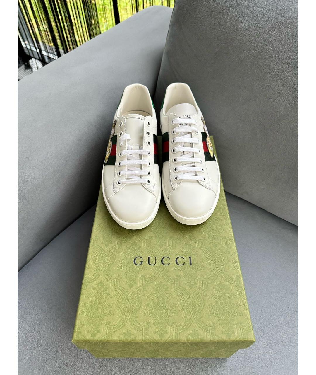 GUCCI Белые кожаные кеды, фото 2