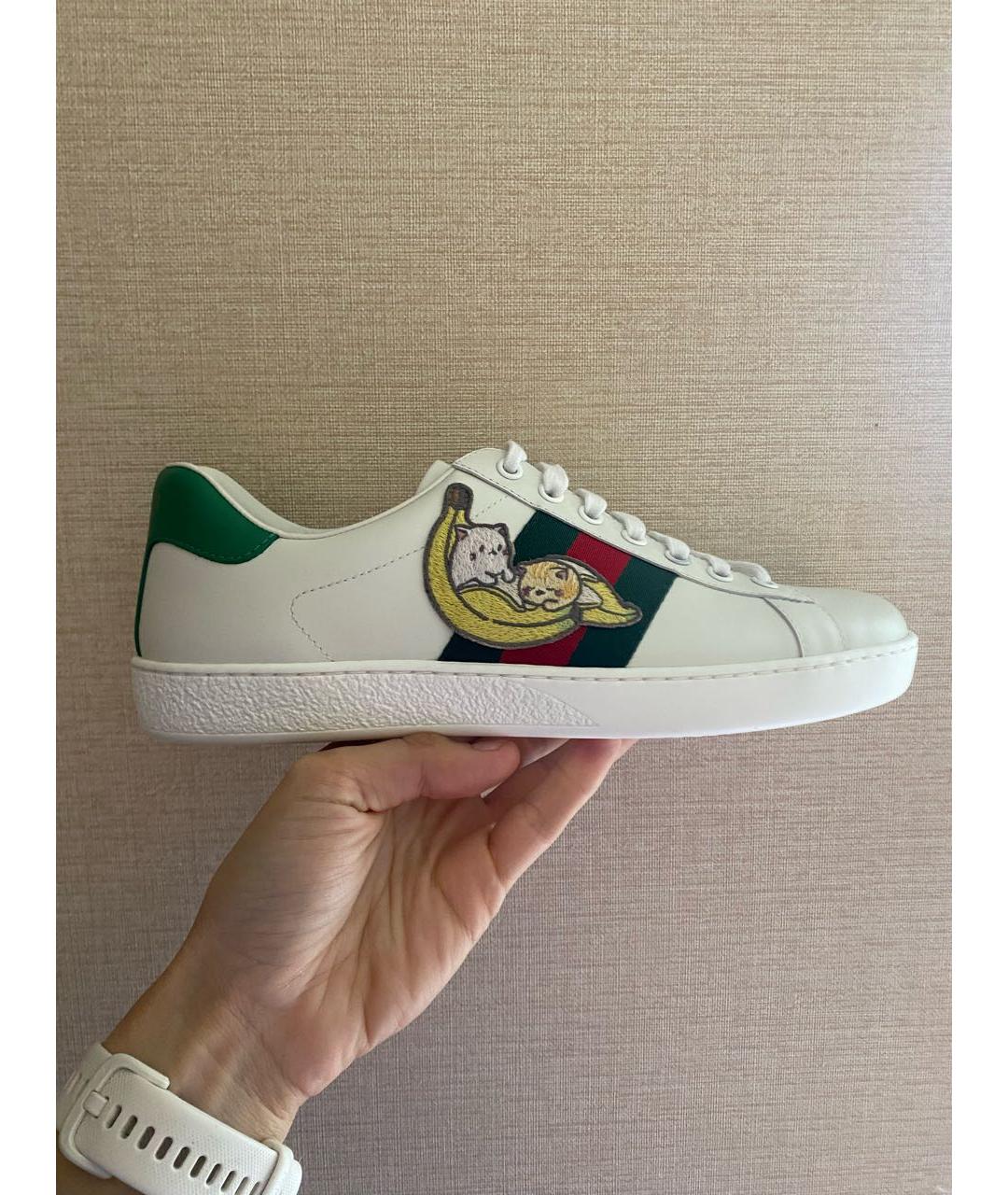GUCCI Белые кожаные кеды, фото 8