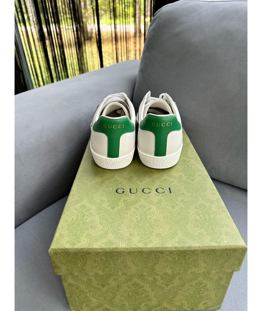 GUCCI Белые кожаные кеды, фото 3