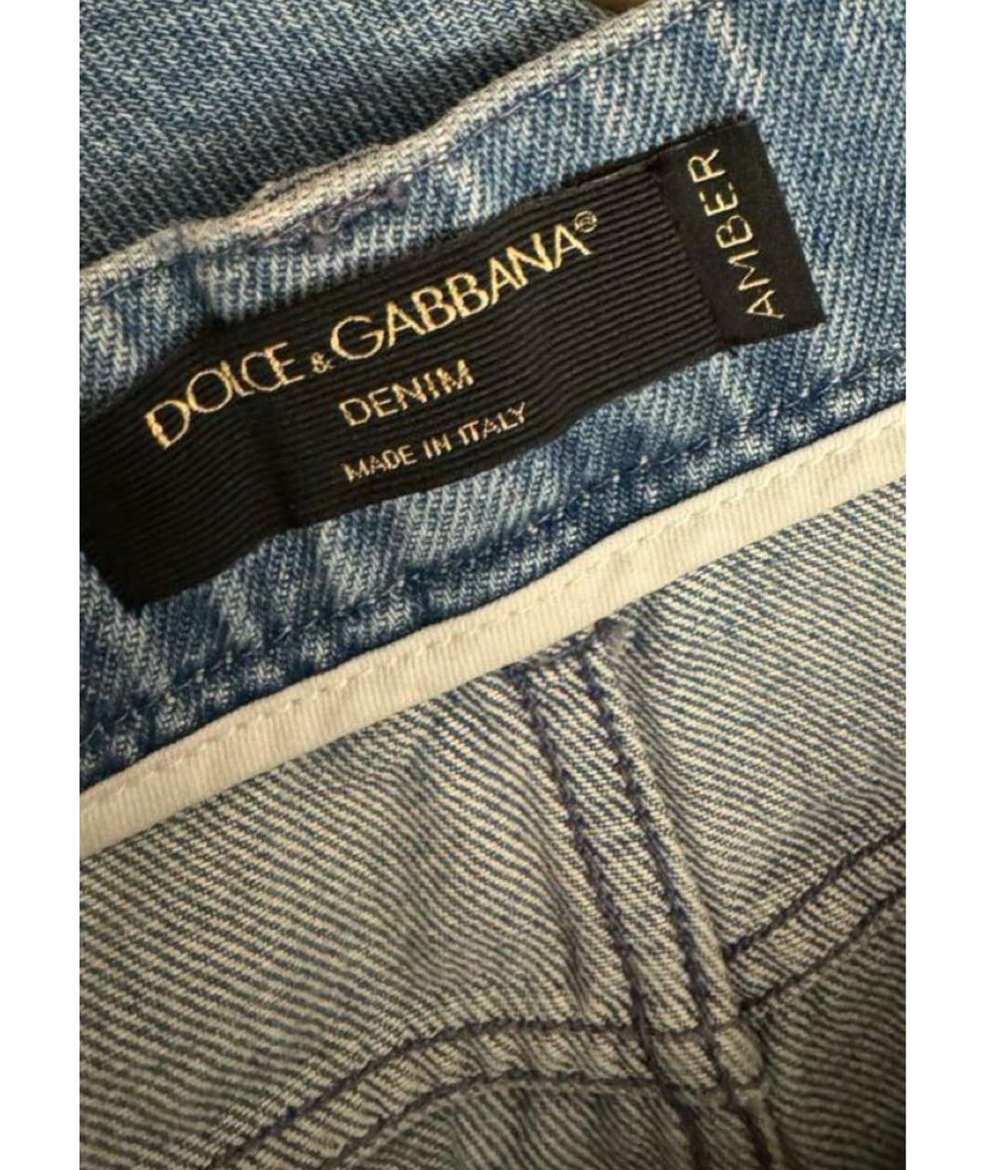 DOLCE&GABBANA Голубые хлопковые джинсы слим, фото 5