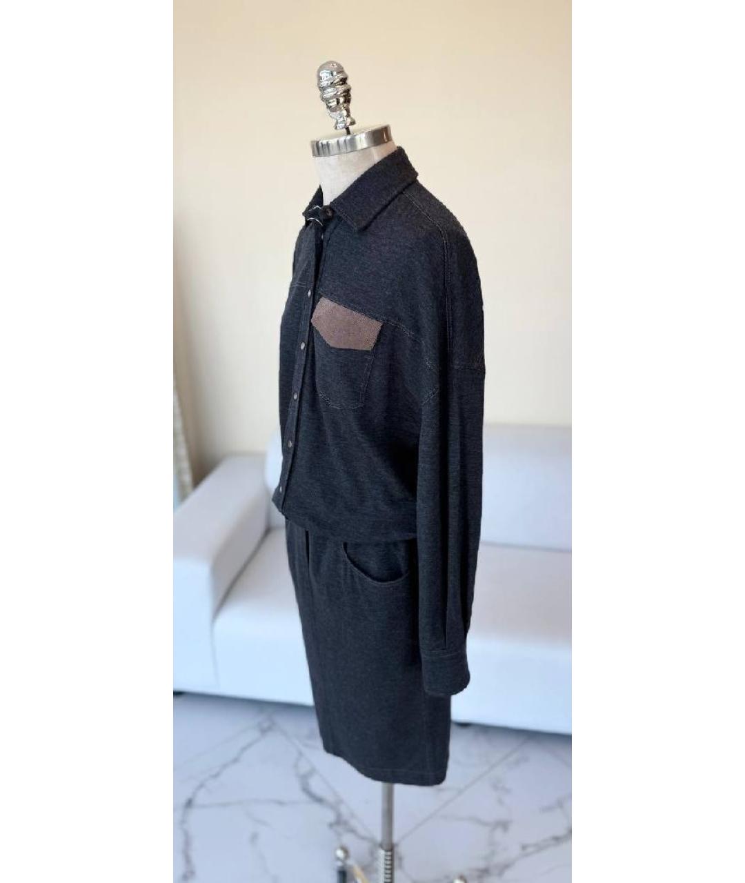 BRUNELLO CUCINELLI Черное шерстяное повседневное платье, фото 3