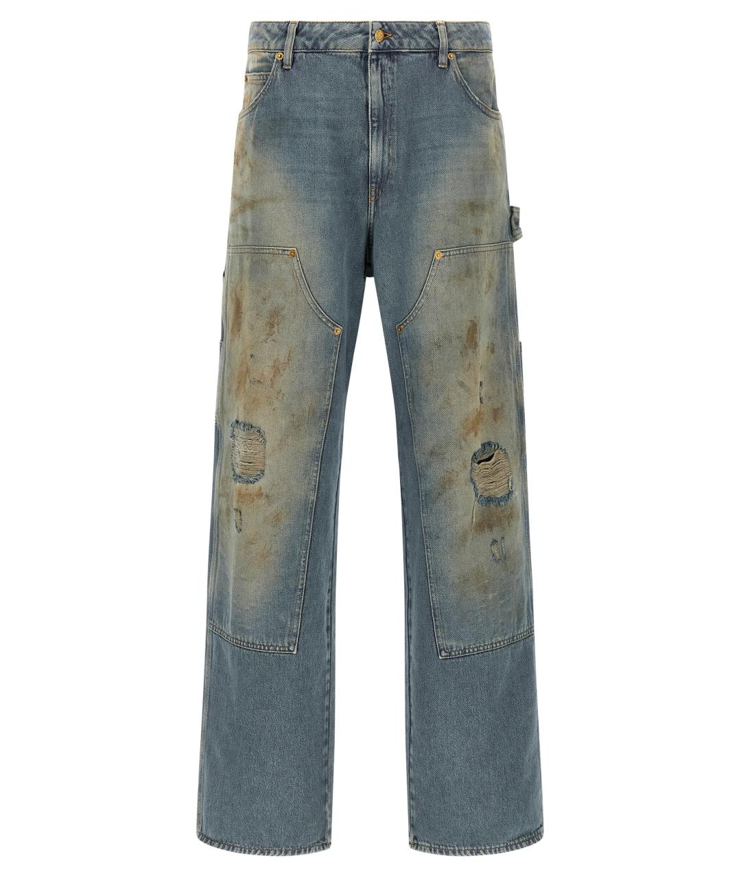 GOLDEN GOOSE DELUXE BRAND Синие хлопковые прямые джинсы, фото 1