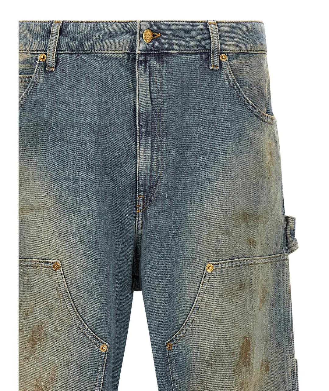 GOLDEN GOOSE DELUXE BRAND Синие хлопковые прямые джинсы, фото 3