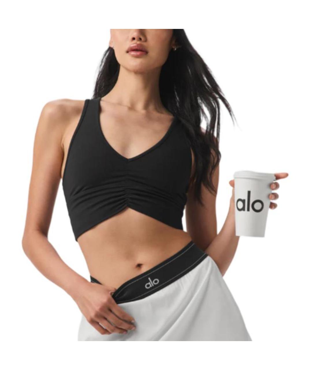 ALO YOGA Черная майка, фото 3