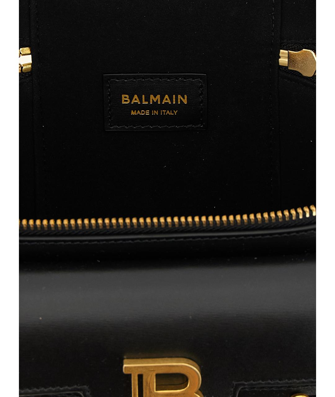 BALMAIN Черная кожаная сумка с короткими ручками, фото 4