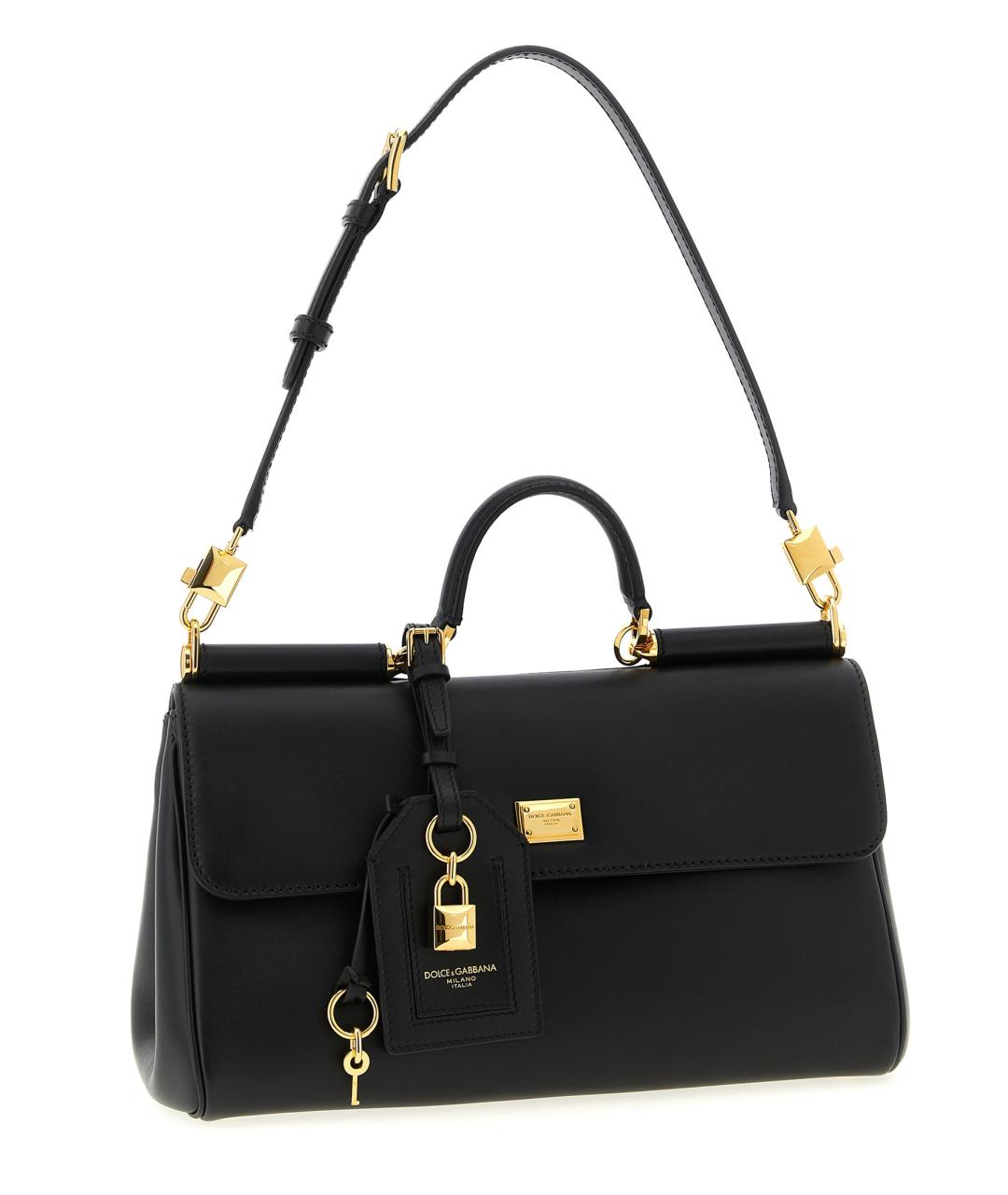 DOLCE&GABBANA Черная кожаная сумка с короткими ручками, фото 3