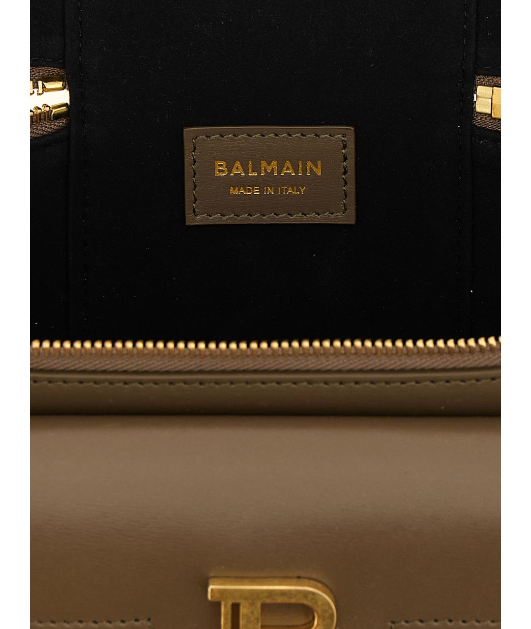 BALMAIN Зеленая кожаная сумка с короткими ручками, фото 4