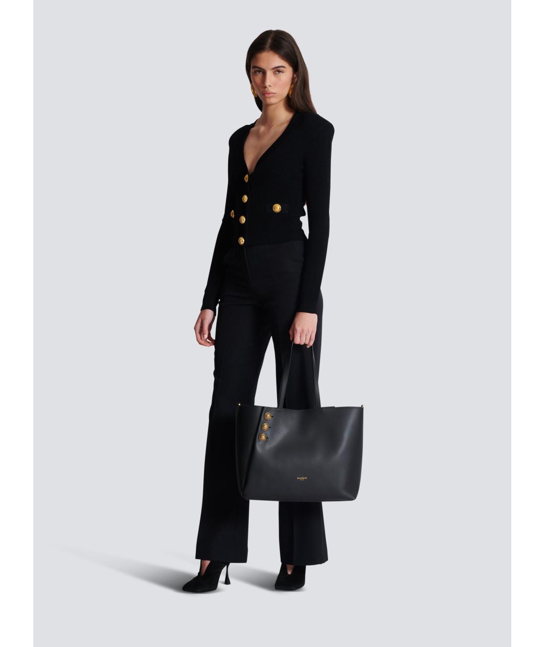 BALMAIN Черная кожаная сумка тоут, фото 6