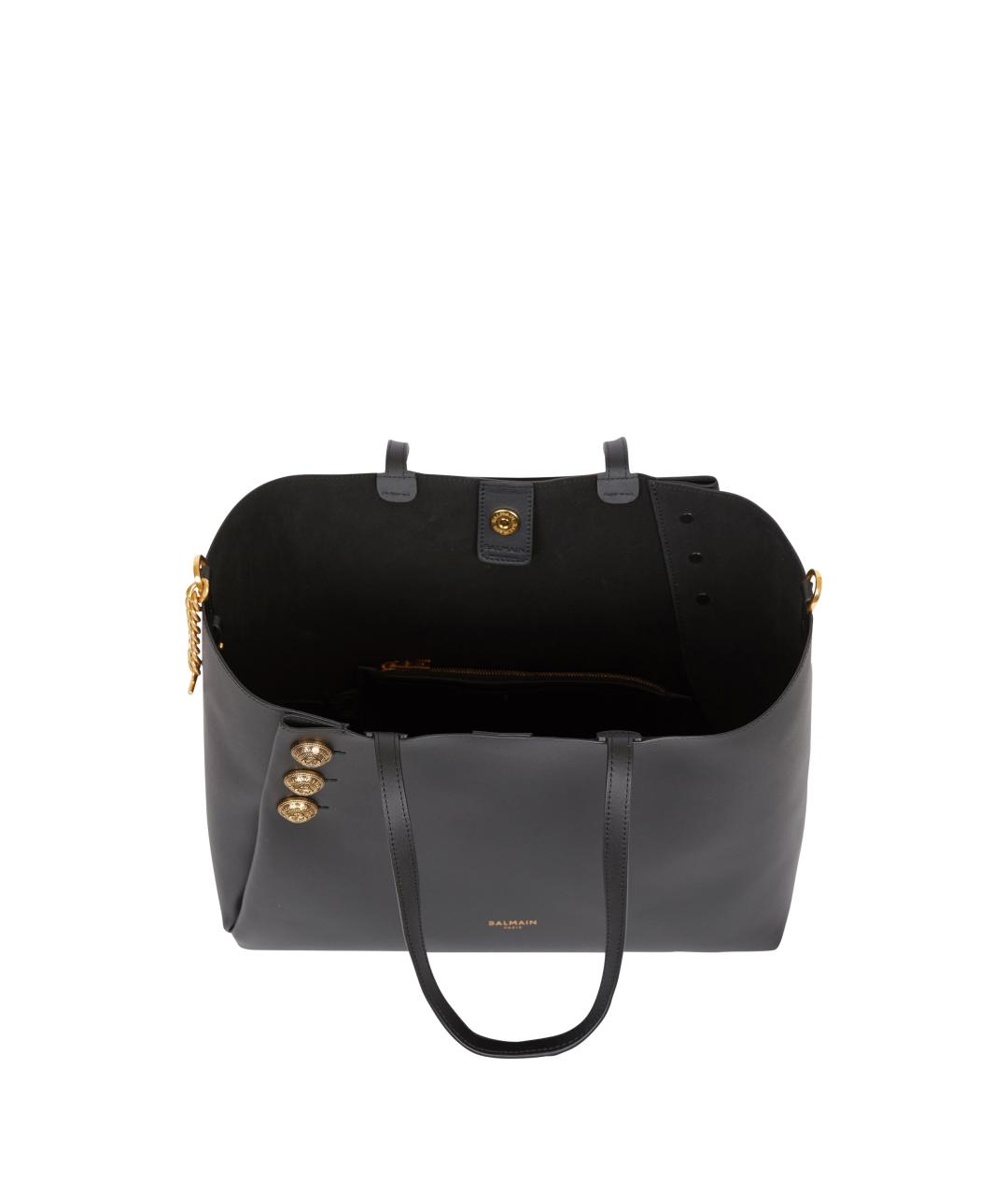 BALMAIN Черная кожаная сумка тоут, фото 5