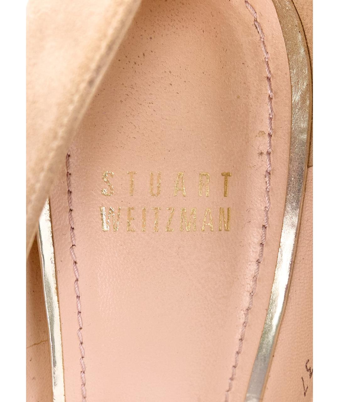 STUART WEITZMAN Бежевые замшевые туфли, фото 5