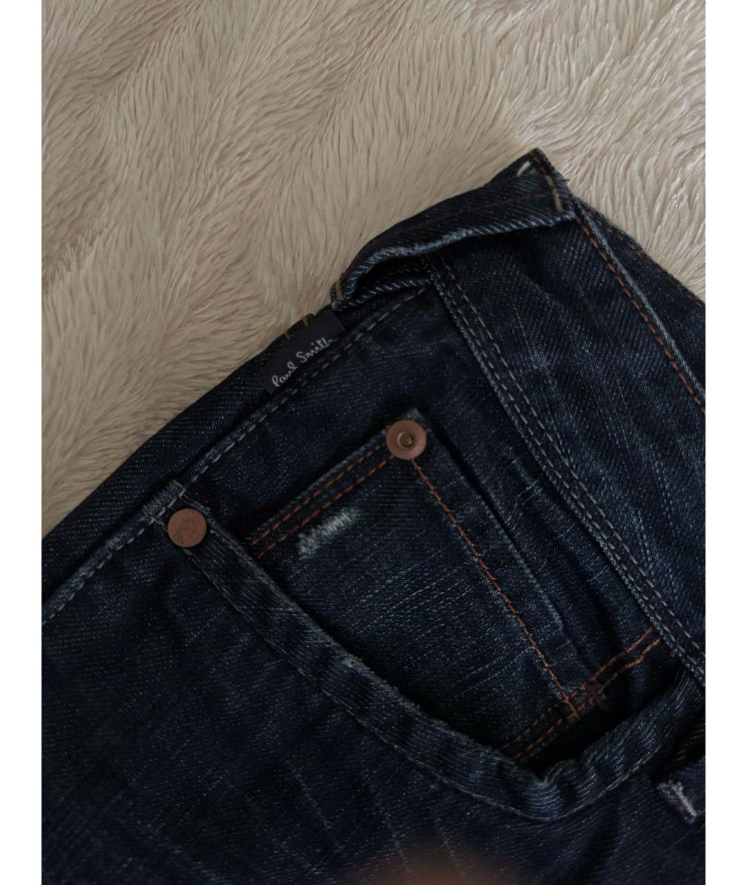 PAUL SMITH Темно-синие хлопковые прямые джинсы, фото 4