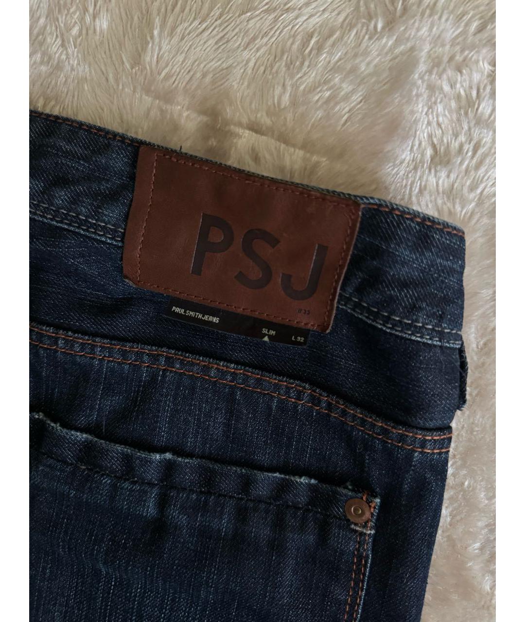 PAUL SMITH Темно-синие хлопковые прямые джинсы, фото 8