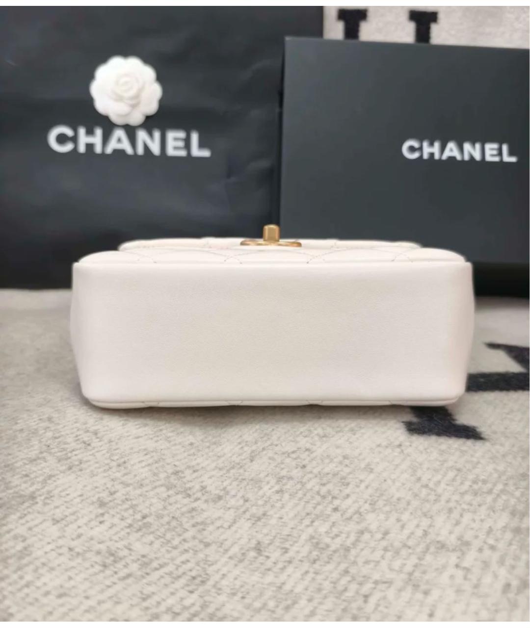 CHANEL Белая кожаная сумка через плечо, фото 6